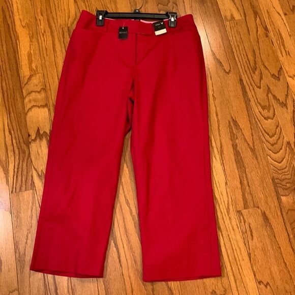 Venezia Lane Bryant Size 14 red straight twill Cropped pants - Picture 1 of 13